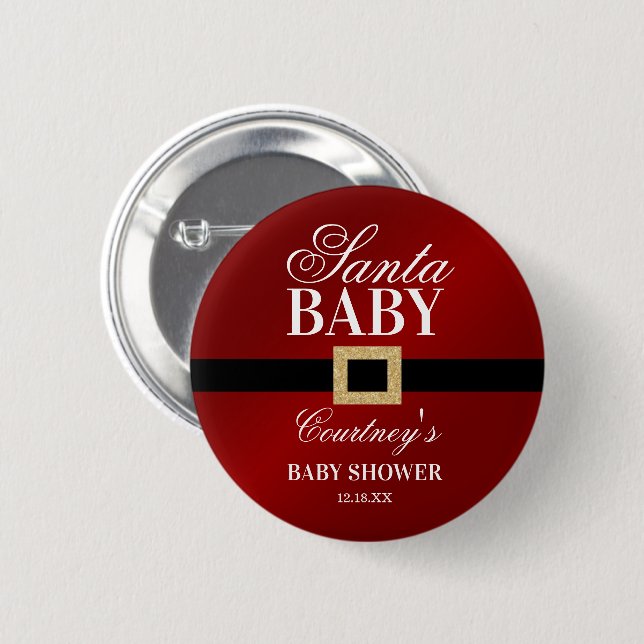 Santa Baby | Christmas Baby Shower Button (Front & Back)