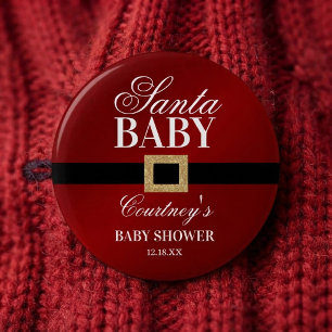 Santa Baby Christmas Baby Shower Button