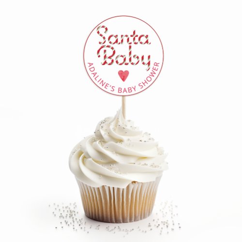 Santa Baby Christmas Baby Shower Candy Cane Text Classic Round Sticker