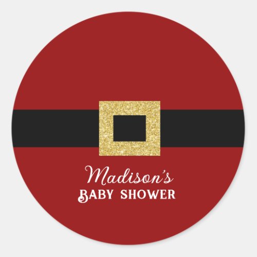 Santa Baby Christmas Baby Shower  Classic Round Sticker