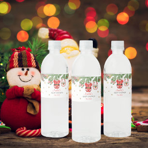 Santa Baby Christmas Baby Shower Decoration Water Bottle Label