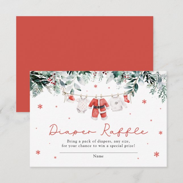 Santa Baby Christmas Baby Shower Diaper Raffle Enclosure Card (Front/Back)