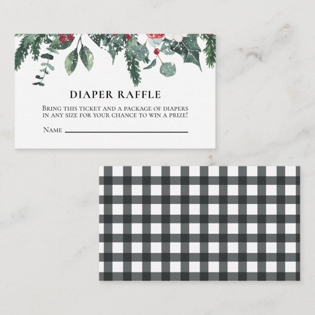 Santa Baby Christmas Baby Shower Diaper Raffle Enclosure Card (Front/Back)