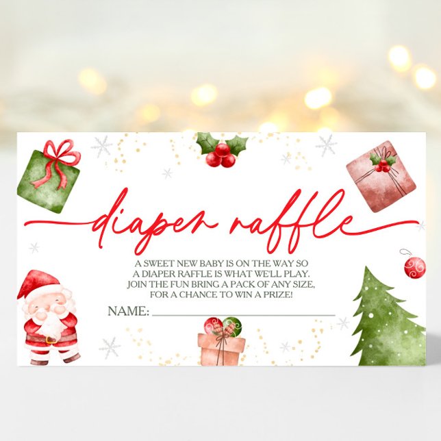 Santa Baby Christmas Baby Shower  Diaper Raffle Enclosure Card (Creator Uploaded)