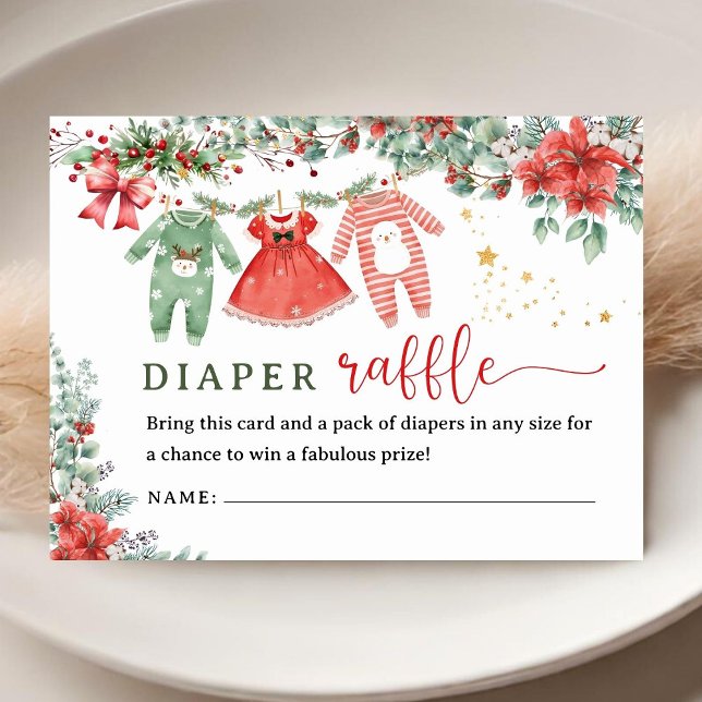 Santa Baby Christmas Baby Shower Diaper Raffle  Enclosure Card (Creator Uploaded)