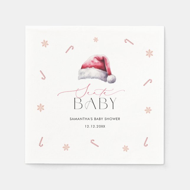 Santa Baby Christmas Baby Shower Dinner Napkins (Front)