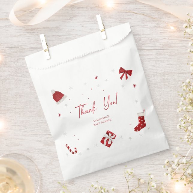 Santa Baby Christmas Baby Shower Favor Bag (Clipped)