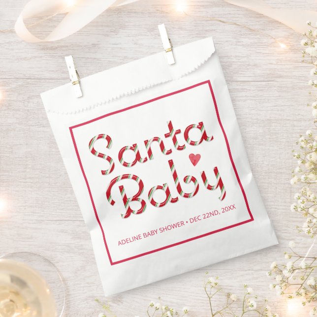 Santa Baby Christmas Baby Shower Favor Bag (Clipped)