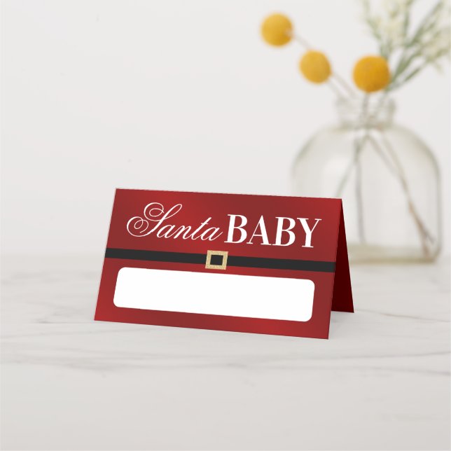 Santa Baby | Christmas Baby Shower Food Place Card (Front)