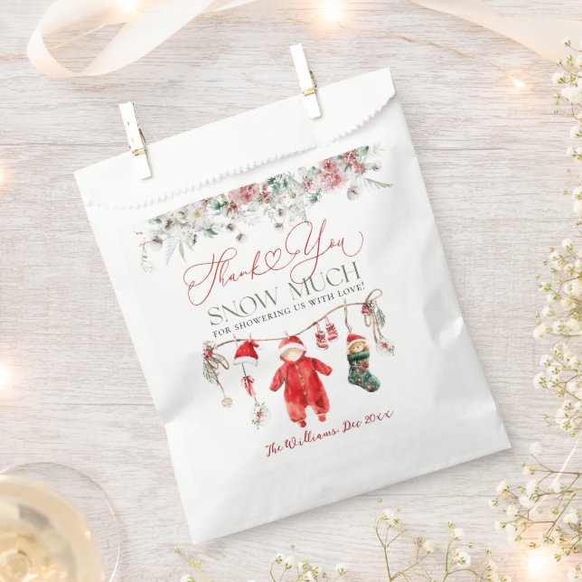 Santa Baby Christmas Baby Shower Gender Neutral Favor Bag (Clipped)