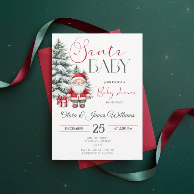 Santa Baby Christmas Baby Shower Gender Neutral Invitation (Creator Uploaded)