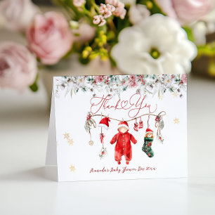 Santa Baby Christmas Baby Shower Gender Neutral Letterpress Thank You Card