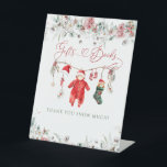 Santa Baby Christmas Baby Shower Gift Book Pedestal Sign<br><div class="desc">Santa Baby Christmas Baby Shower Gift Book</div>