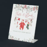 Santa Baby Christmas Baby Shower Gift Book Pedestal Sign<br><div class="desc">Santa Baby Christmas Baby Shower Gift Book</div>