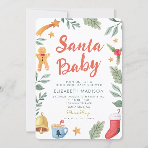 Santa Baby Christmas Baby Shower Invitation