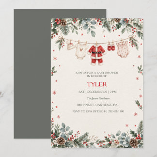 Santa Baby Christmas Baby Shower Invitation