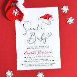 Santa Baby Christmas Baby Shower Invitation<br><div class="desc">A cute minimal Christmas holiday season baby shower invitation featuring "Santa Baby" written in an elegant script with a heart swash, a watercolor illustration of a red Santa Claus hat and an invitation to a merry little baby shower. Personalize the mother's name in a stylish red script and the shower...</div>