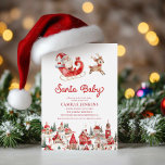 Santa Baby Christmas Baby Shower Invitation<br><div class="desc">Celebrate the season with this charming 'Santa BabyChristmas Baby Shower Invitation, ' featuring Santa and a cozy village scene. This customizable design is perfect for a holiday-themed baby shower and lets you easily personalize your party details. Whether it's gender-neutral or traditional, this invite adds a touch of festive magic to...</div>