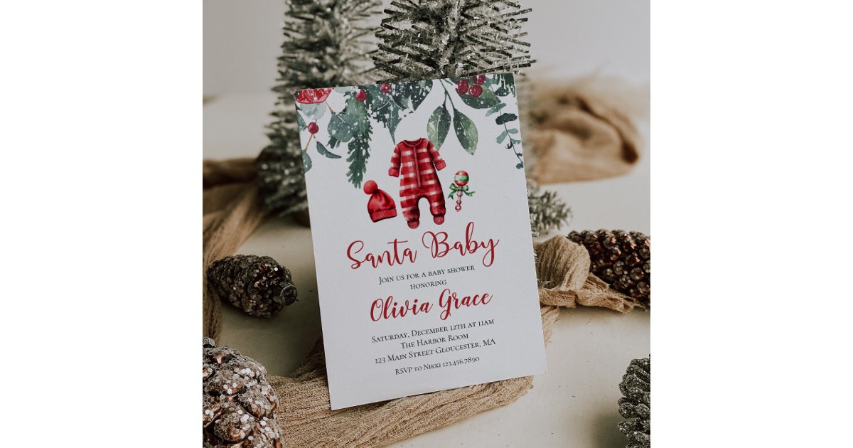 Santa Baby Christmas Baby Shower Invitation | Zazzle