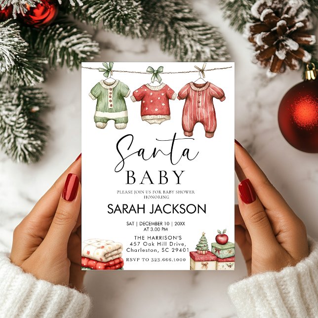 Santa baby Christmas baby shower Invitation (Creator Uploaded)