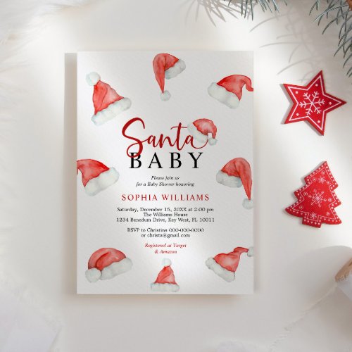 Santa Baby Christmas Baby Shower Invitation