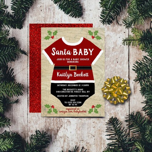 Santa Baby  Christmas Baby Shower Invitation