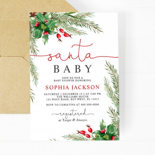 Santa Baby Christmas Baby Shower Invitation