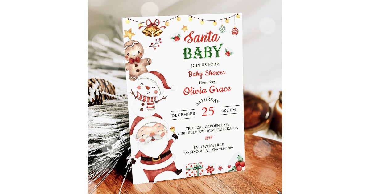 Santa Baby Christmas Baby Shower Invitation | Zazzle