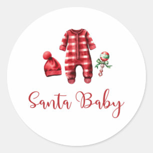Santa Baby Christmas Baby Shower Invitation Classic Round Sticker