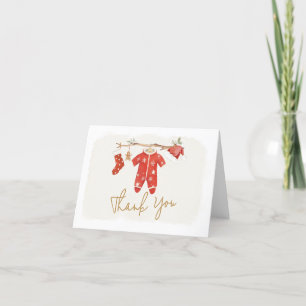 Santa Baby Christmas Baby Shower Letterpress Thank You Card