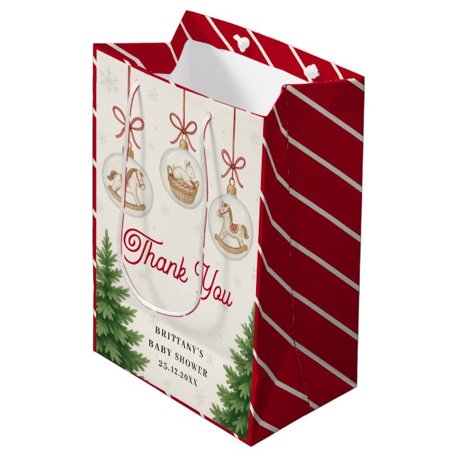 Santa Baby Christmas Baby Shower  Medium Gift Bag (Front Angled)