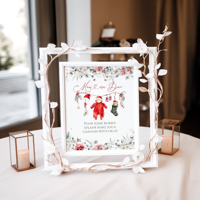 Santa Baby Christmas Baby Shower Mom-osa Bar Poster (Creator Uploaded)