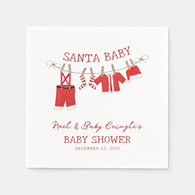 Santa Baby Christmas Baby Shower Napkins (Front)