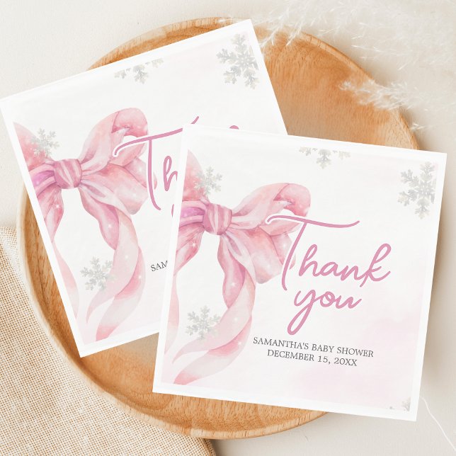 Santa Baby Christmas Baby Shower  Napkins (Pink Coquette Winter Baby Shower Napkin)