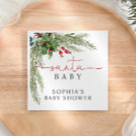 Santa Baby Christmas Baby Shower Napkins<br><div class="desc">*** Please enter H073 in the store search to find all matching items *** Or visit our Santa Baby Christmas Baby Shower Collection. *** This high-quality design is easy to customize to match your wedding colors, styles and theme. For further customization, please click the "Edit using Design Tool" link and...</div>