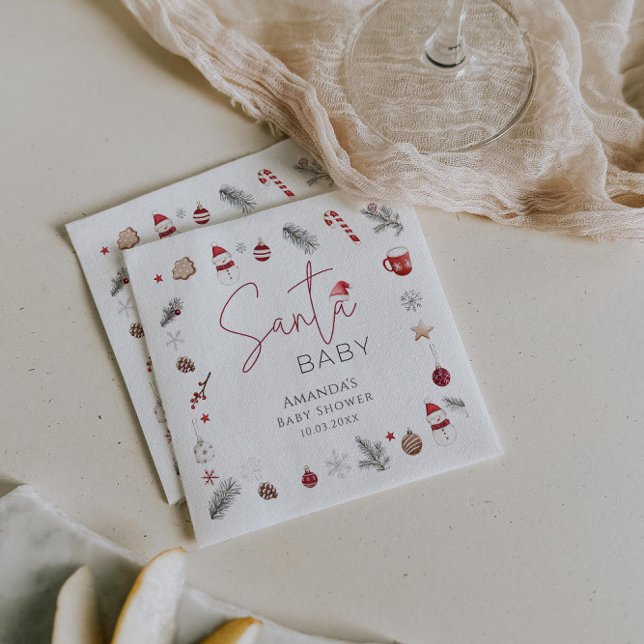 Santa Baby Christmas Baby Shower Napkins (Creator Uploaded)