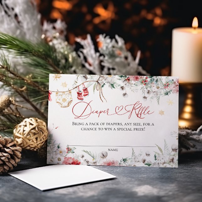 Santa Baby Christmas Baby Shower Neutral Diaper Enclosure Card (Creator Uploaded)