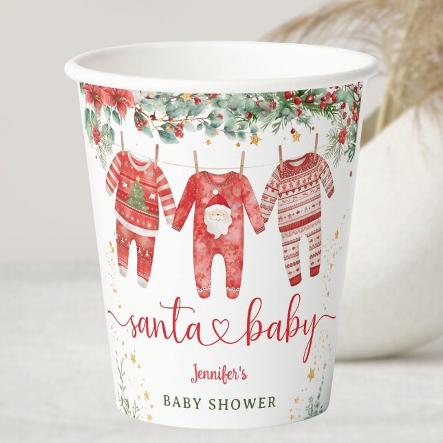 Santa Baby Christmas Baby Shower Paper cup (Creator Uploaded)