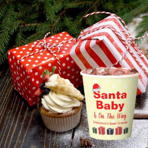 Santa Baby Christmas Baby Shower Paper Cups