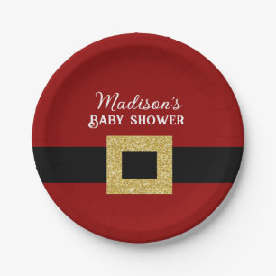 Santa Baby Christmas Baby Shower Paper Plates