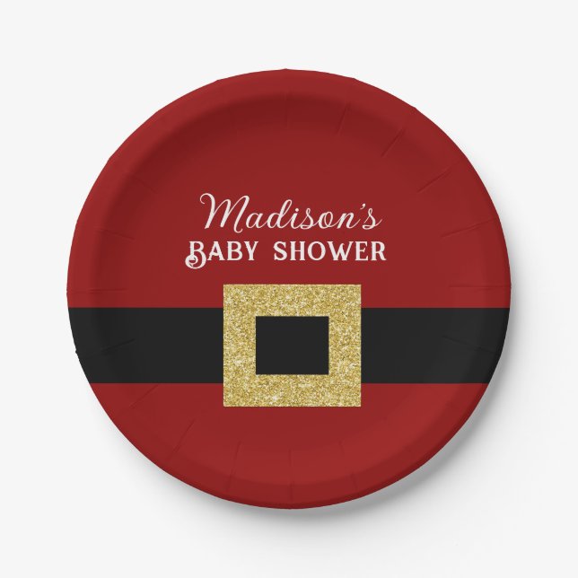 Santa Baby Christmas Baby Shower  Paper Plates (Front)