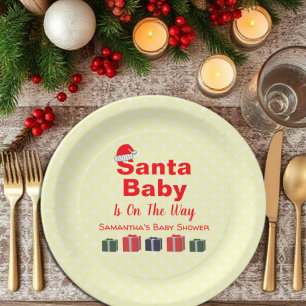 Santa Baby Christmas Baby Shower Paper Plates