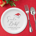 Santa Baby Christmas Baby Shower Paper Plates<br><div class="desc">Cute Christmas holiday season baby shower paper plates with "Santa Baby" in an elegant script with a heart swash and a watercolor illustration of a red Santa Claus hat. Personalize with the mother's name and shower date in simple modern typography.</div>