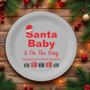 Santa Baby Christmas Baby Shower Paper Plates