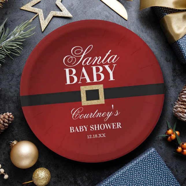 Santa Baby | Christmas Baby Shower Paper Plates (Creator Uploaded)