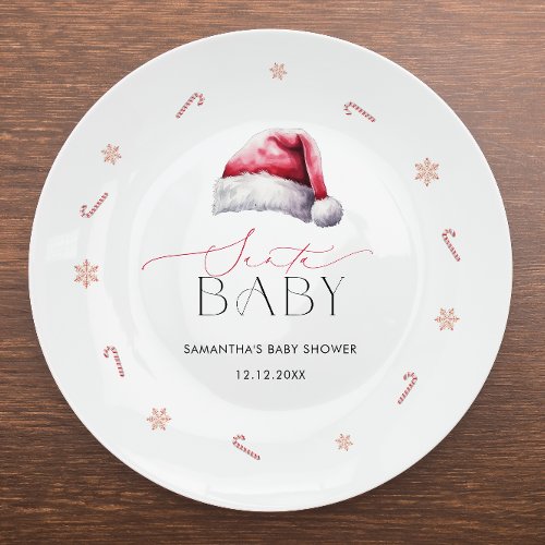 Santa Baby Christmas Baby Shower Paper Plates