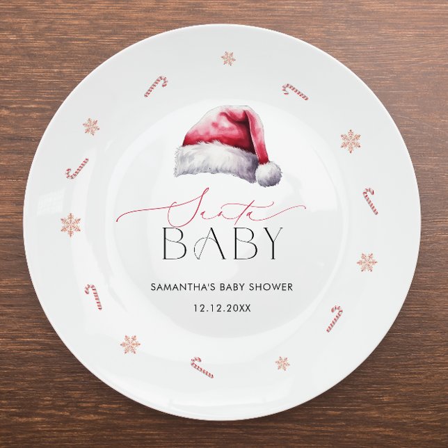Santa Baby Christmas Baby Shower Paper Plates (Creator Uploaded)