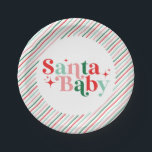 Santa Baby christmas baby shower Paper Plates<br><div class="desc">retro font Santa Baby  christmas themed baby shower paper party plates.</div>