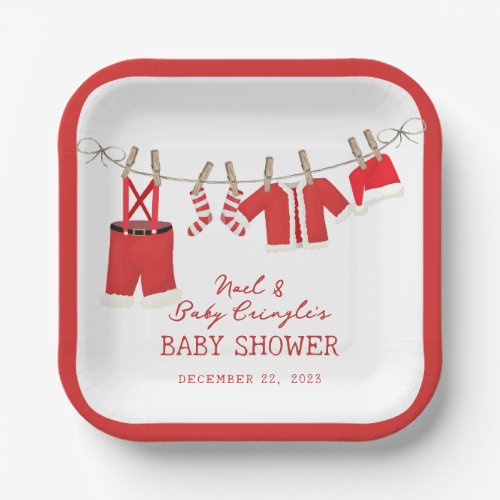 Santa Baby Christmas Baby Shower Paper Plates