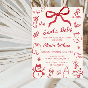 Santa Baby Christmas Baby Shower Party Invitation